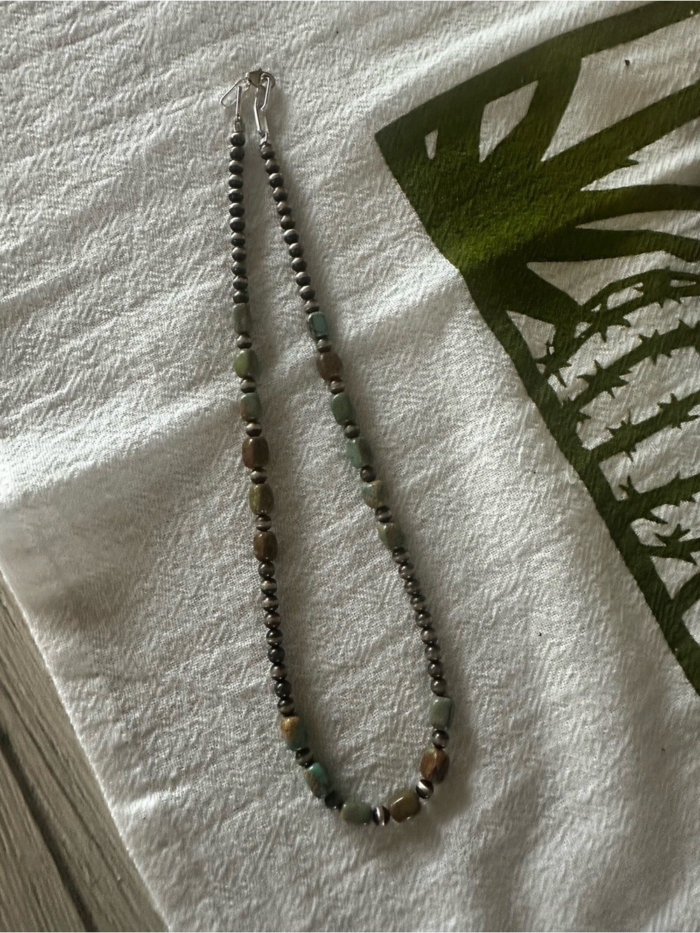 Natural Stone Beaded Necklace - Green and Brown